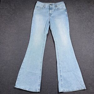Levi's 726 High Rise Flare Jeans Women 26 Blue Light Wash Stretch Denim Pants